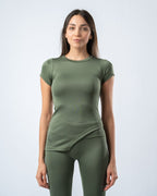 Nova Slit Short Sleeve Top - Olive