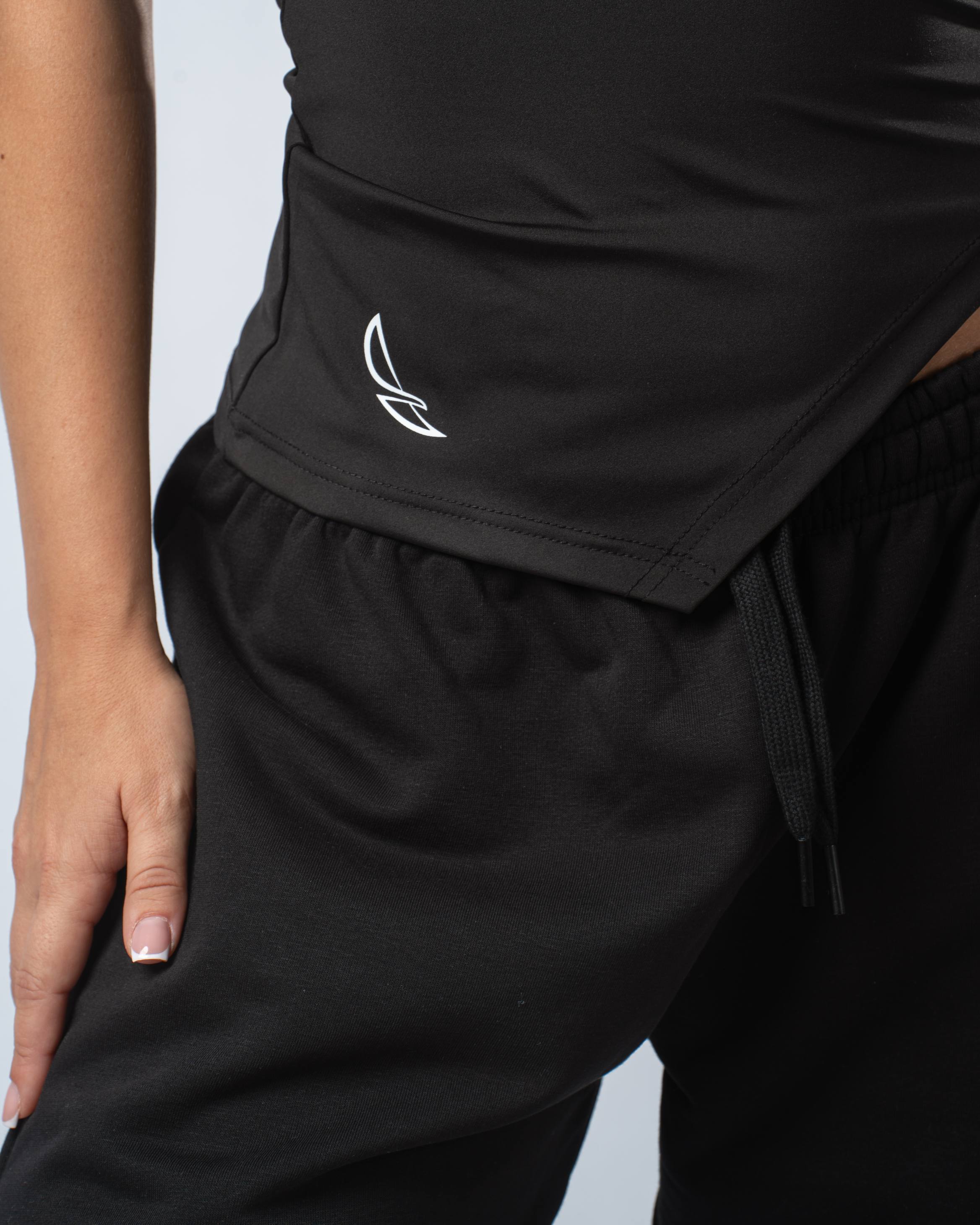 Nova Slit Short Sleeve Top - Black