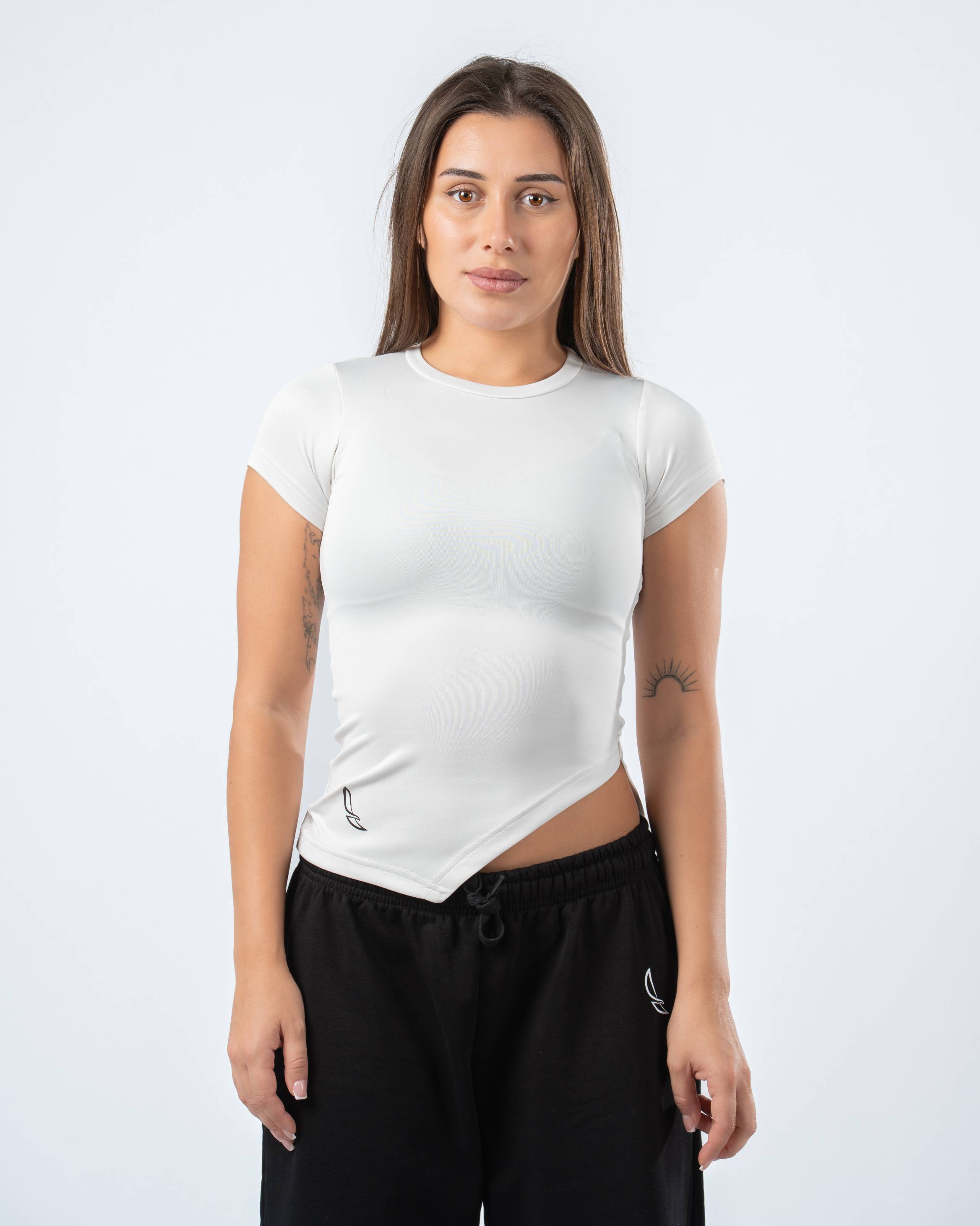 Nova Slit Short Sleeve Top - White