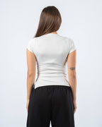 Nova Slit Short Sleeve Top - White