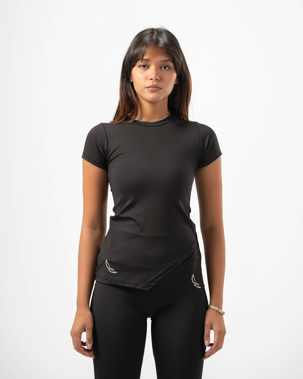 Nova Slit Short Sleeve Top - Black