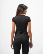 Nova Slit Short Sleeve Top - Black